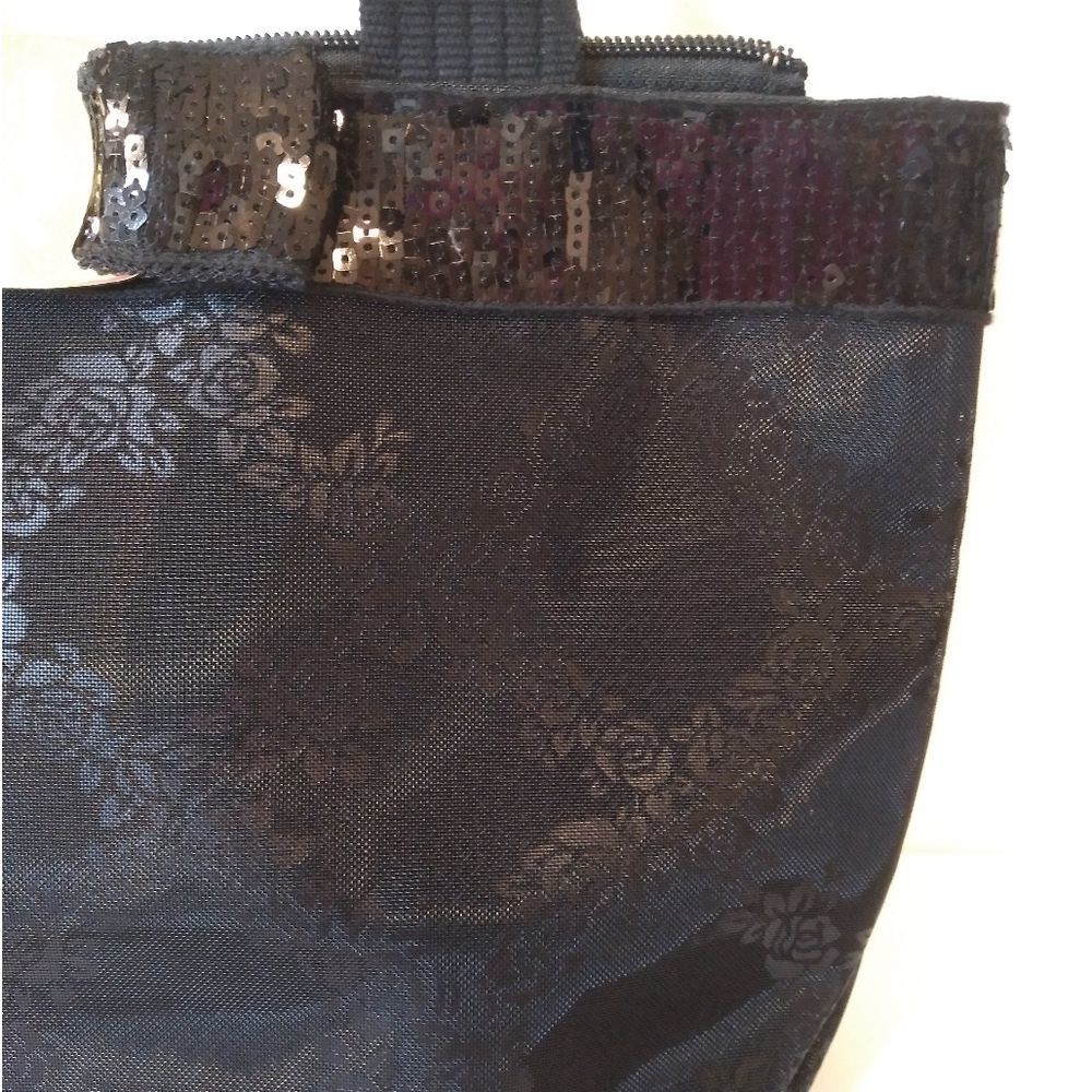 Feminine Black Mesh Hand Bag With Sequin. - Picture 4 of 9